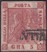 PV60_530 - 1858 - Stemma delle Due Sicilie, 5 grana carminio scuro II tavola usato (9b)