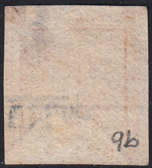PV60_530 - 1858 - Stemma delle Due Sicilie, 5 grana carminio scuro II tavola usato (9b)