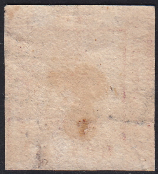 PV60_531 - 1858 - Stemma delle Due Sicilie, 5 grana carminio scuro II tavola usato (9b)