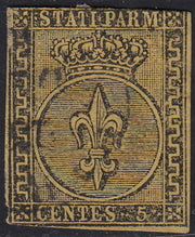 PV60_552 - Parma I emissione c. 5 giallo arancio usato (1)