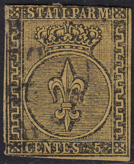BO22-59 - 1859 - Efigie de Fernando II de Borbón, 1 grano verde oliva grisáceo claro II mesa papel Palermo nuevo con goma original, poco común y de hermosa calidad. (4, posición 28/100). 