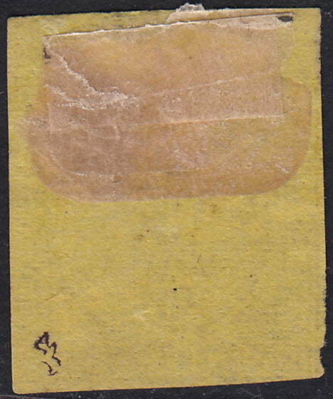 BO22-59 - 1859 - Efigie de Fernando II de Borbón, 1 grano verde oliva grisáceo claro II mesa papel Palermo nuevo con goma original, poco común y de hermosa calidad. (4, posición 28/100). 