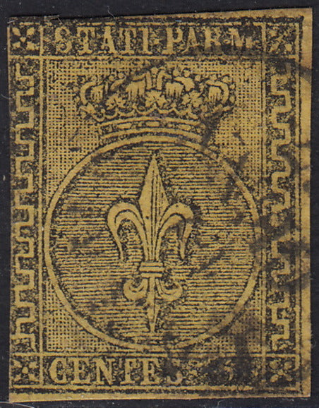 BO22-59 - 1859 - Efigie de Fernando II de Borbón, 1 grano verde oliva grisáceo claro II mesa papel Palermo nuevo con goma original, poco común y de hermosa calidad. (4, posición 28/100). 