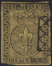 BO22-59 - 1859 - Efigie de Fernando II de Borbón, 1 grano verde oliva grisáceo claro II mesa papel Palermo nuevo con goma original, poco común y de hermosa calidad. (4, posición 28/100). 