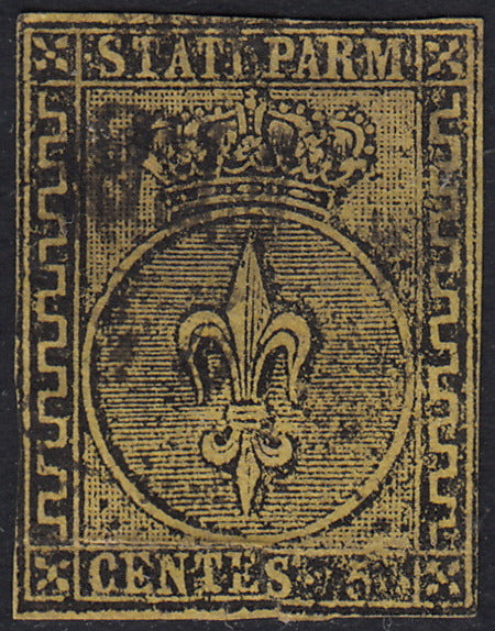 BO22-59 - 1859 - Efigie de Fernando II de Borbón, 1 grano verde oliva grisáceo claro II mesa papel Palermo nuevo con goma original, poco común y de hermosa calidad. (4, posición 28/100). 