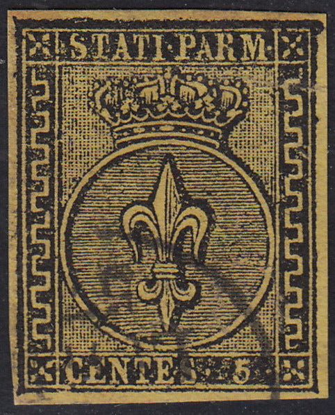 BO22-59 - 1859 - Efigie de Fernando II de Borbón, 1 grano verde oliva grisáceo claro II mesa papel Palermo nuevo con goma original, poco común y de hermosa calidad. (4, posición 28/100). 