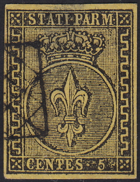 BO22-59 - 1859 - Efigie de Fernando II de Borbón, 1 grano verde oliva grisáceo claro II mesa papel Palermo nuevo con goma original, poco común y de hermosa calidad. (4, posición 28/100). 