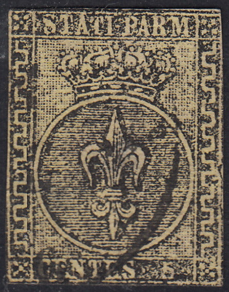 BO22-59 - 1859 - Efigie de Fernando II de Borbón, 1 grano verde oliva grisáceo claro II mesa papel Palermo nuevo con goma original, poco común y de hermosa calidad. (4, posición 28/100). 