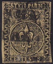 BO22-59 - 1859 - Efigie de Fernando II de Borbón, 1 grano verde oliva grisáceo claro II mesa papel Palermo nuevo con goma original, poco común y de hermosa calidad. (4, posición 28/100). 