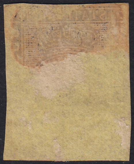 BO22-59 - 1859 - Efigie de Fernando II de Borbón, 1 grano verde oliva grisáceo claro II mesa papel Palermo nuevo con goma original, poco común y de hermosa calidad. (4, posición 28/100). 
