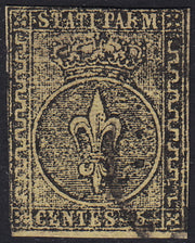 BO22-59 - 1859 - Efigie de Fernando II de Borbón, 1 grano verde oliva grisáceo claro II mesa papel Palermo nuevo con goma original, poco común y de hermosa calidad. (4, posición 28/100). 