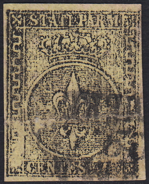 BO22-59 - 1859 - Efigie de Fernando II de Borbón, 1 grano verde oliva grisáceo claro II mesa papel Palermo nuevo con goma original, poco común y de hermosa calidad. (4, posición 28/100). 