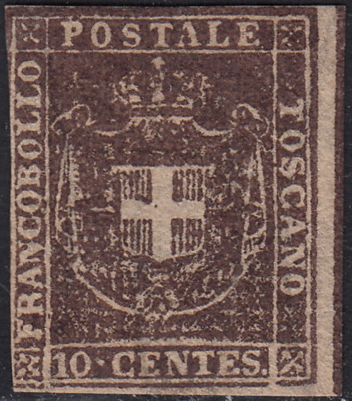 PPP449 - 1851 Leone di Marzocco, 2 light blue crazie on gray paper and crown watermark, used (5d)