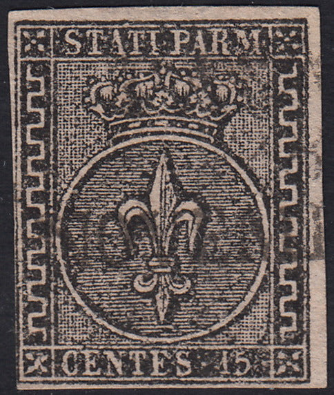PV60_587 - Parma I emissione c. 15 bianco rosaceo usato (3aa)
