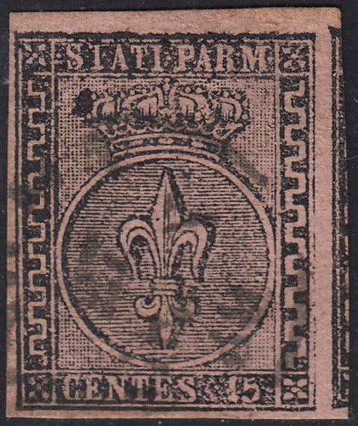 PV60_588 - Parma I emissione c. 15 rosa greca destra larga usato (3b)