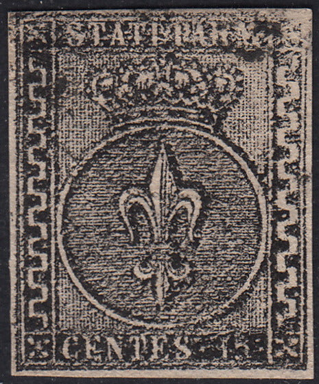 PV60_593 - Parma I emissione c. 15 bianco rosaceo greca destra larga usato (3aab)