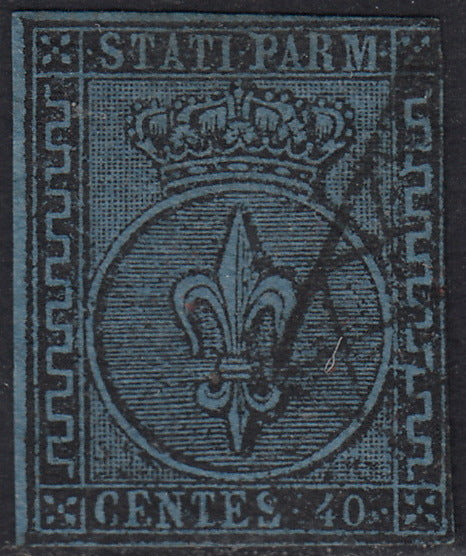 PV60_602 - Parma I emissione c. 40 azzurro usato (5)