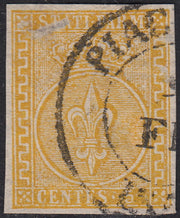 PV60_612 - 1853 - Giglio borbonico sormontato da corona Ducale, II emissione, c. 5 giallo usato (6a)