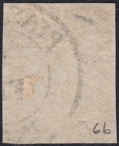 PV60_612 - 1853 - Giglio borbonico sormontato da corona Ducale, II emissione, c. 5 giallo usato (6a)