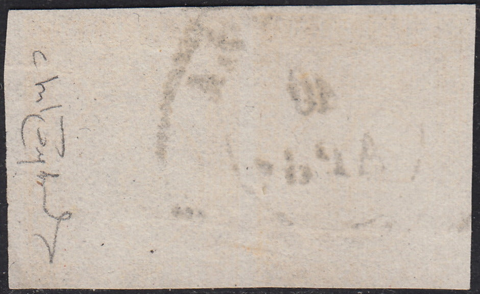 PV60_614 - 1853 - Giglio borbonico sormontato da corona Ducale, II emissione, c. 5 giallo chiarissimo "canarino" coppia orizzontale usata (6b)