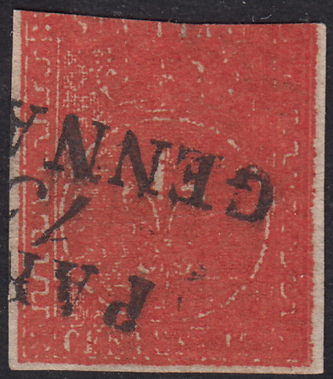 PV60_618 - 1853 - Giglio borbonico sormontato da corona Ducale, II emissione, c. 15 rosso vermiglio usato (7a)