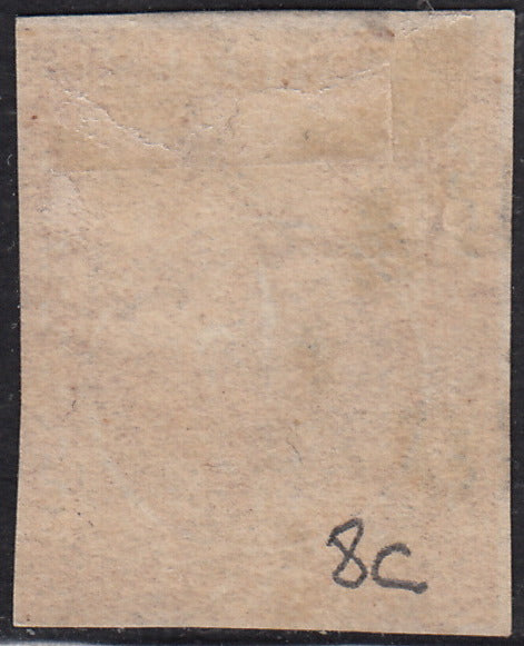 PV60_622 - 1853 - Giglio borbonico sormontato da corona Ducale, II emissione, c. 25 bruno rosso con le due greche più larghe usato (8c)