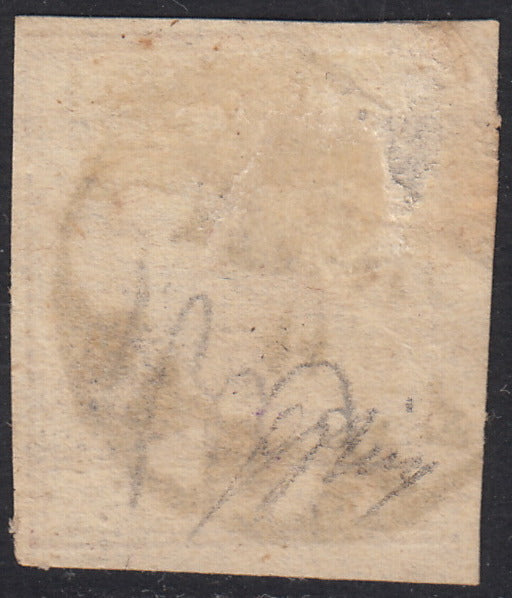 PV60_627 - 1857 - Giglio Borbonico sormontato da Corona Ducale, c. 25 bruno lilla scuro usato (10a)