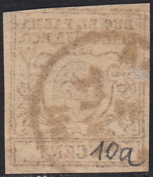 PV60_629 - 1857 - Giglio Borbonico sormontato da Corona Ducale, c. 25 bruno lilla scuro usato (10a)