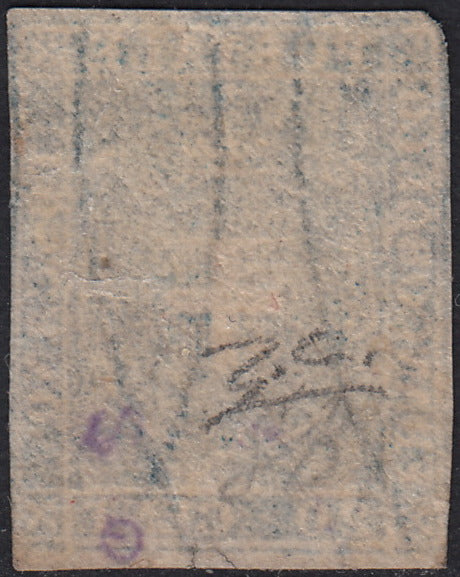 PV60_62 - 1860 - Scudo di Savoia c. 20 azzurro su carta bianca e filigrana linee ondulate nuovo con gomma (20)