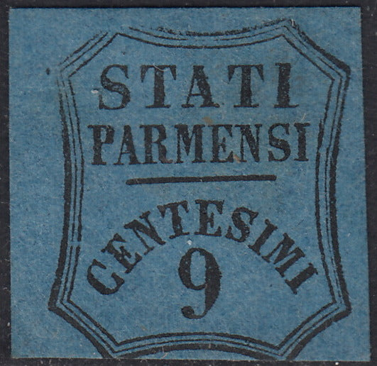 PV60_638 - 1857 - Segnatasse per giornali, non emessi, c. 9 azzurro nuovo con gomma (2A)