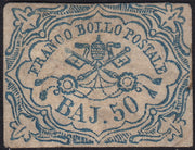 PV60_98 - 1852 -  I emissione 50 bajocchi azzurro nuovo con gomma, certificato Giorgio Colla (10)