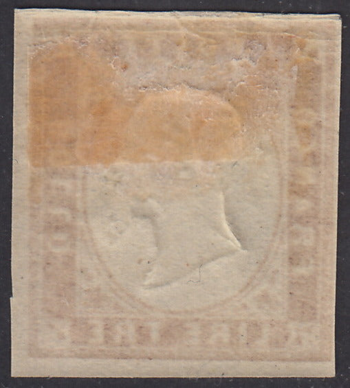 PV612 - 1861 - Sardegna IV emissone L. 3 rame carta spessa nuovo con gomma originale (18).