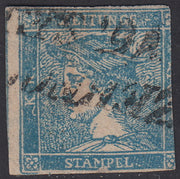 PV688 - 1851 - Giornali, mercurio III tipo azzurro chiaro (c. 3) usato (3b)