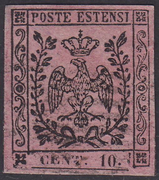 PV706 - 1852 - Duchy of Modena issue with dot after the figure, c. 10 used pink (9)