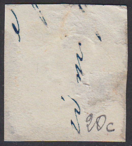 PN842 - 1861 - Effigie di V.E. II volta a destra, 2 grana azzurro ardesia usato su frammento (20c)