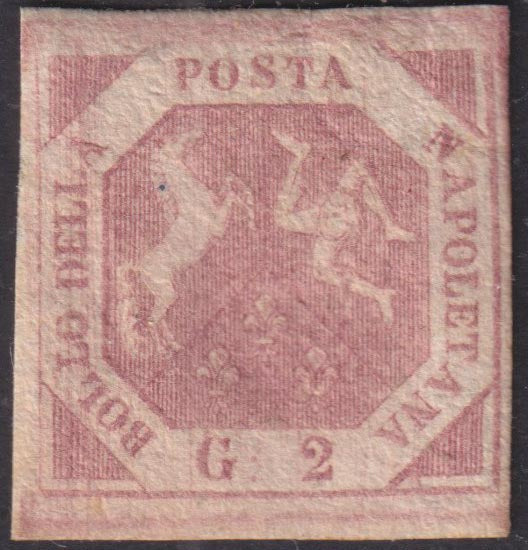 1858 - Stemma delle Due Sicilie 2 grana rosa lillaceo I tavola nuovo con gomma originale (5a)