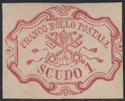 Pont112 - 1852  - Stato Pontificio I emissione 1 scudo carminio nuovo con gomma integra (11)