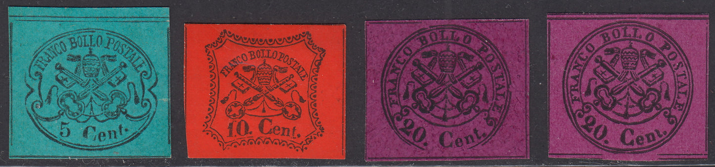 1868 - Papal State III issue, unfinished stamps, new, not gummed and not perforated (32/35)