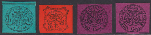 1868 - Papal State III issue, unfinished stamps, new, not gummed and not perforated (32/35)