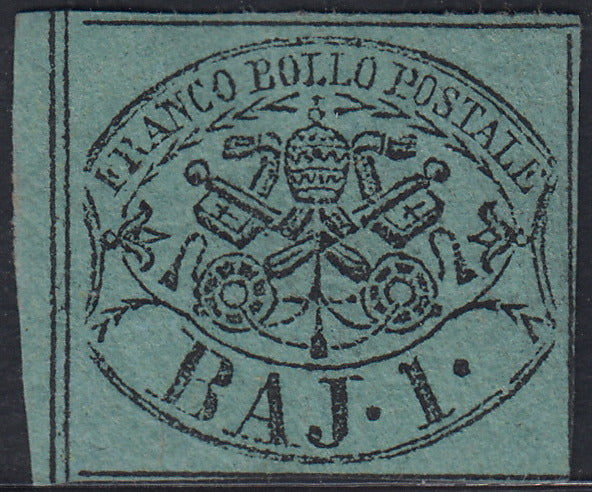 Pont42  1864 - I emissione 1 baj verde scuro II composizione nuovo con gomma originale (2B)