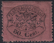 Pont51 - 1868 - III emissione c. 80 lilla rosso nuovo con gomma originale (31)