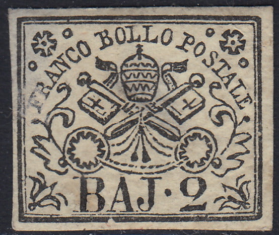 Pont56 - 1867 - I emissione 2 baj bianco verdastro nuovo con gomma originale (3Aa)