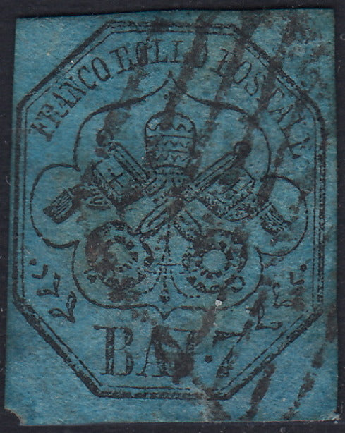 Pont63 - 1852 - I emissione 7 baj azzurro usato (8)