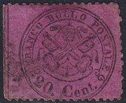 Pont91 - 1868 - III emissione c. 20 magenta su carta lucida, fogli tipo "B" usato (28g)