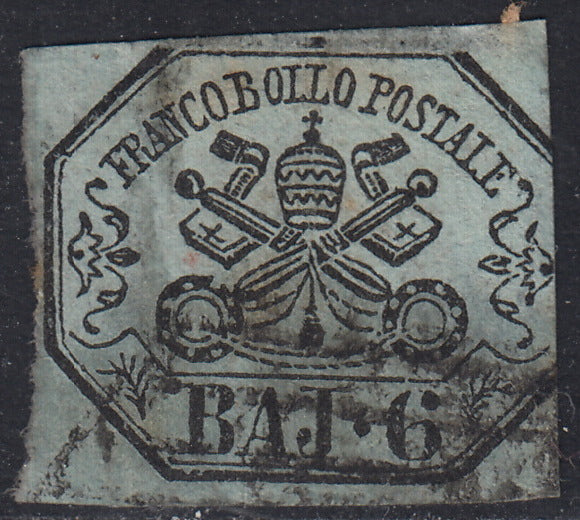 Pont96 - 1852 - I emissione 6 baj grigio I composizione usato (7a)