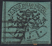 Pont98 - 1857 - I emissione 1 baj verde scuro I composizione usato (2A)