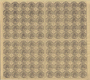F14-201 - 1867 - Estado Papal, 2da edición 20 centavos marrón rojizo hoja completa de 64 ejemplares incluyendo todos los espacios de grupo y el corazón de la hoja, nuevo con goma intacta (18)