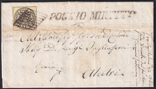 BA23-152 1856 - Letter sent from Forlì to Pesaro 13/8/56 franked with 4 light brown baj (5).