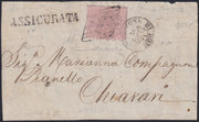 PontSP63 - 1869 - Fronte di Lettera assicurata da direzione di Roma per Chiavari 22/7/69 affrancata con c. 80 rosa chiaro isolato (30).