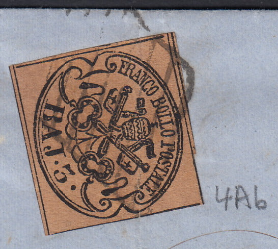 BA23-152 1856 - Letter sent from Forlì to Pesaro 13/8/56 franked with 4 light brown baj (5).